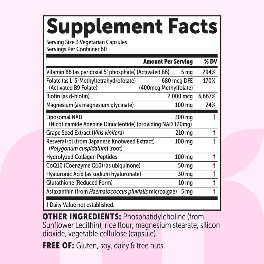 Micro Ingredients Liposomal NAD+ for Women Complex, 180 Veggie Capsules