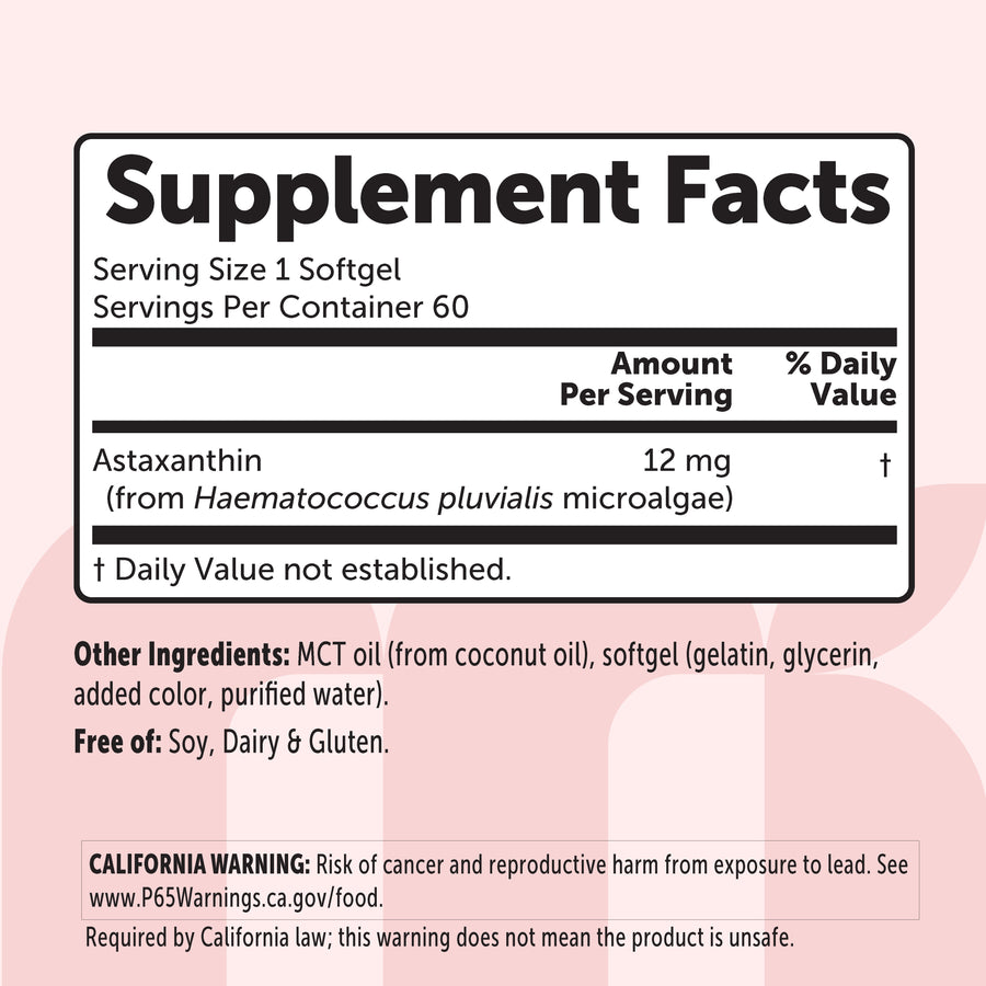 Micro Ingredients Astaxanthin 12mg softgels, tanning pills, Strength Carotenoids Skin Supplement w. 100% Natural Astaxanthin from MicroAlgae