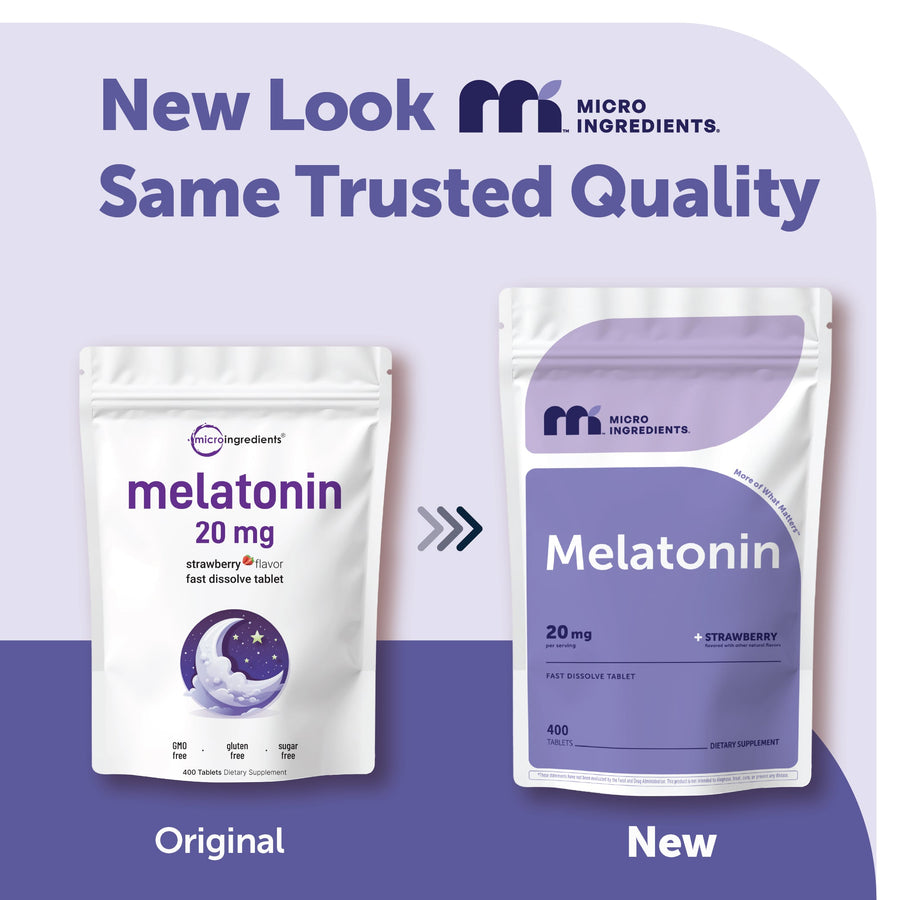 Micro Ingredients Melatonin 20mg Tablets, 400 Counts, Natural Strawberry Flavor