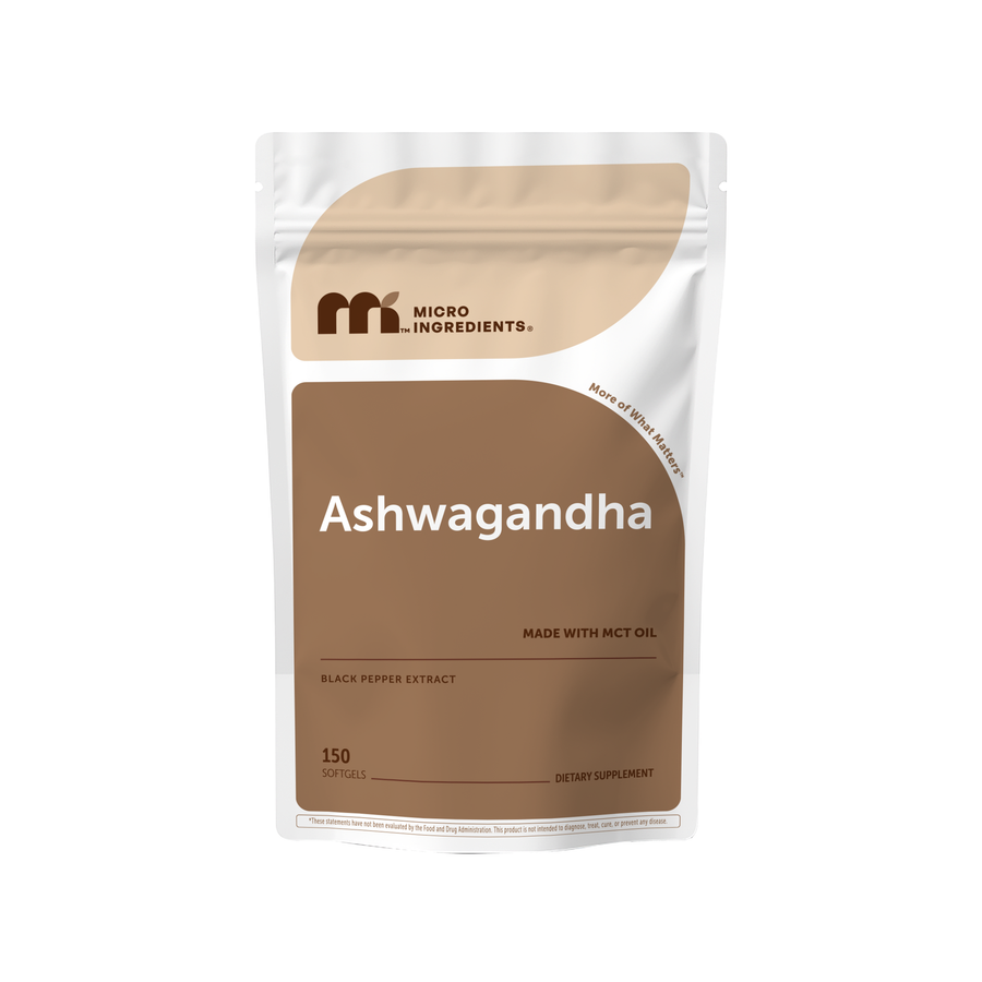 Micro Ingredients Ashwagandha + Black Pepper Extract with MCT Oil Softgels