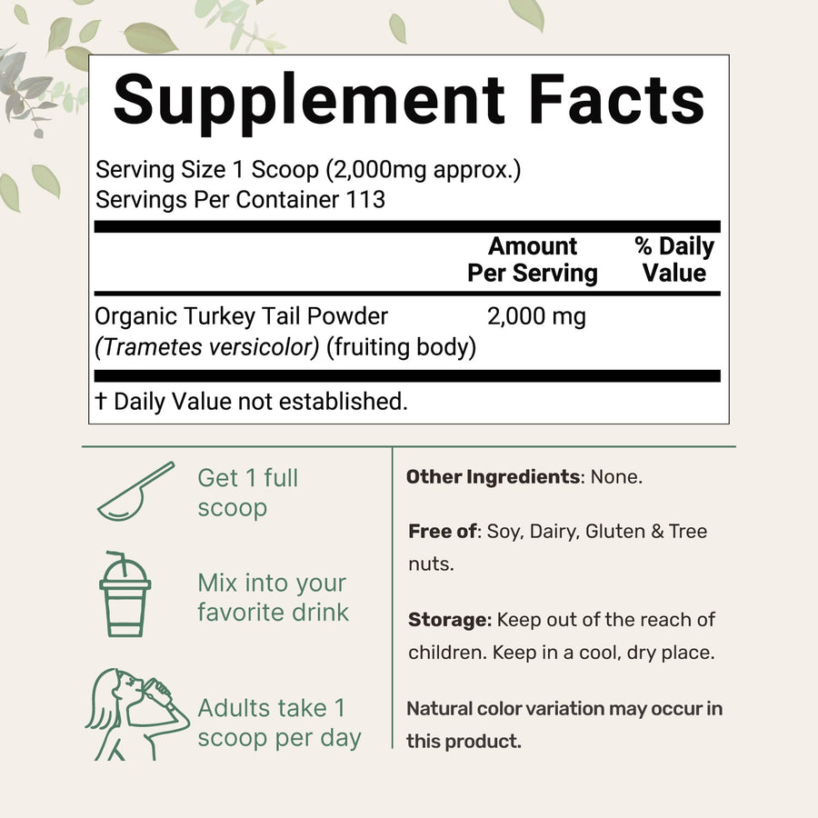 Micro Ingredients Organic Turkey Tail Powder, 8oz