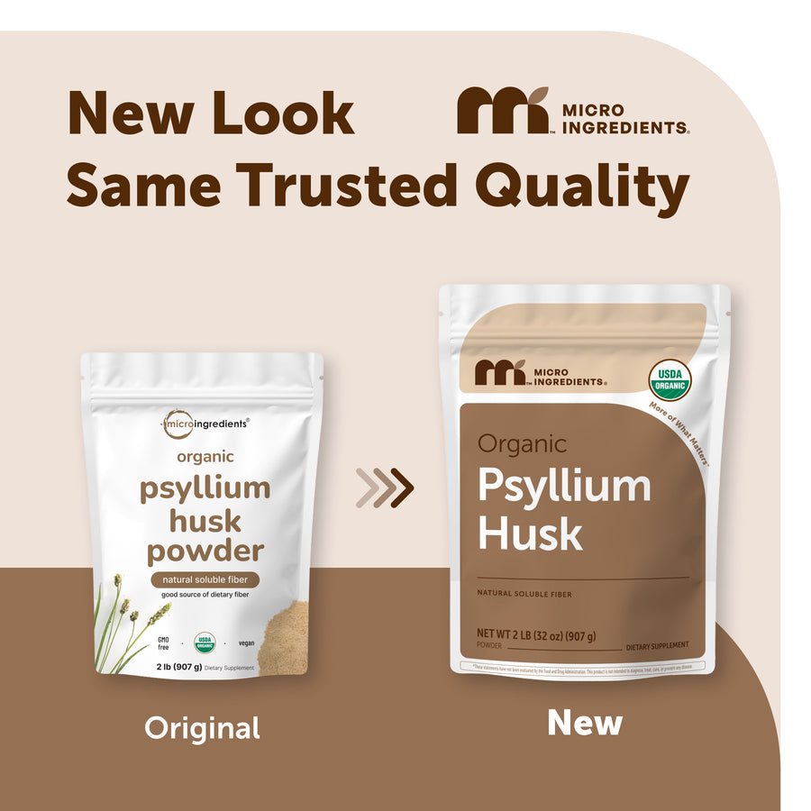 Micro Ingredients Organic Psyllium Husk Powder, 2 Pounds (32oz) - Unflavored