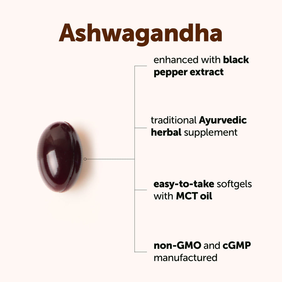 Micro Ingredients Ashwagandha + Black Pepper Extract with MCT Oil Softgels