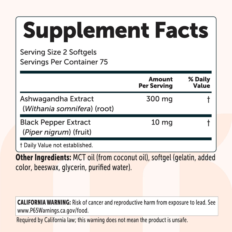 Micro Ingredients Ashwagandha + Black Pepper Extract with MCT Oil Softgels