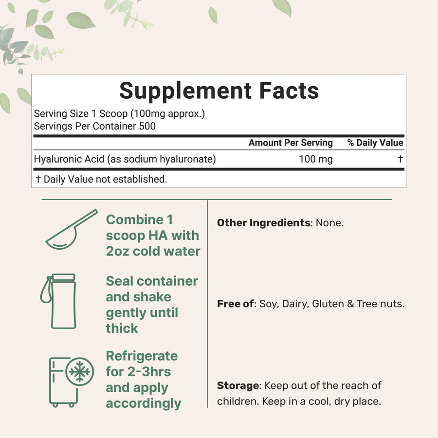 Micro Ingredients Hyaluronic Acid Powder, DIY Facial Serum, Skin Hydration Care Formula