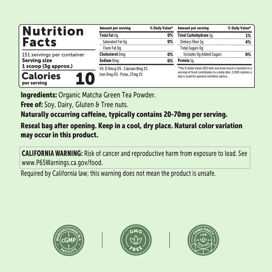 Micro Ingredients Organic Matcha Green Tea Powder 1 Pound