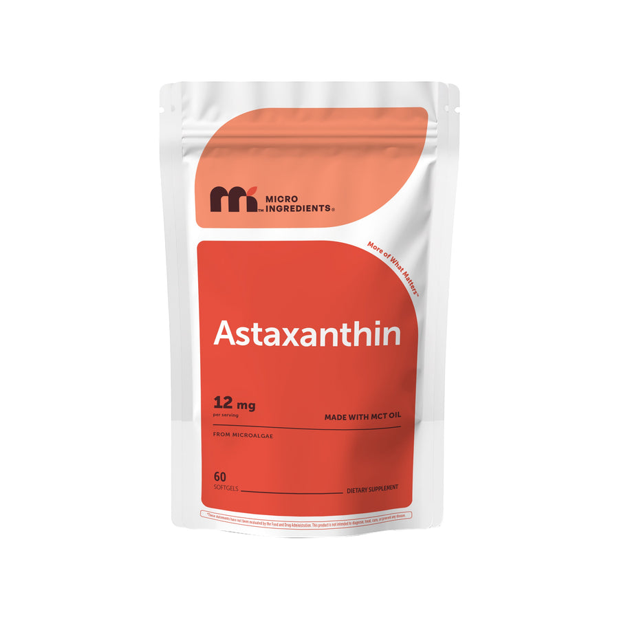 Micro Ingredients Astaxanthin 12mg softgels, tanning pills, Strength Carotenoids Skin Supplement w. 100% Natural Astaxanthin from MicroAlgae