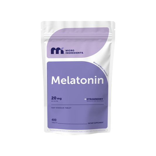 Micro Ingredients Melatonin 20mg Tablets, 400 Counts, Natural Strawberry Flavor