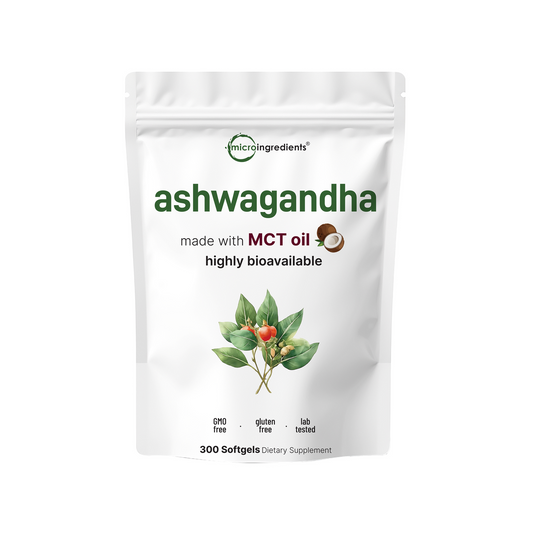 Micro Ingredients Ashwagandha + Black Pepper Extract with MCT Oil Softgels