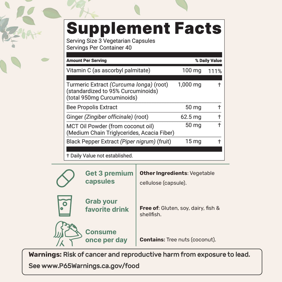 Micro Ingredients Turmeric Curcumin 1,000mg | 95% Curcuminoids with Black Pepper & MCT Oil for Ultimate Absorption, No Filler, No GMO - 120 Vegetarian Capsules
