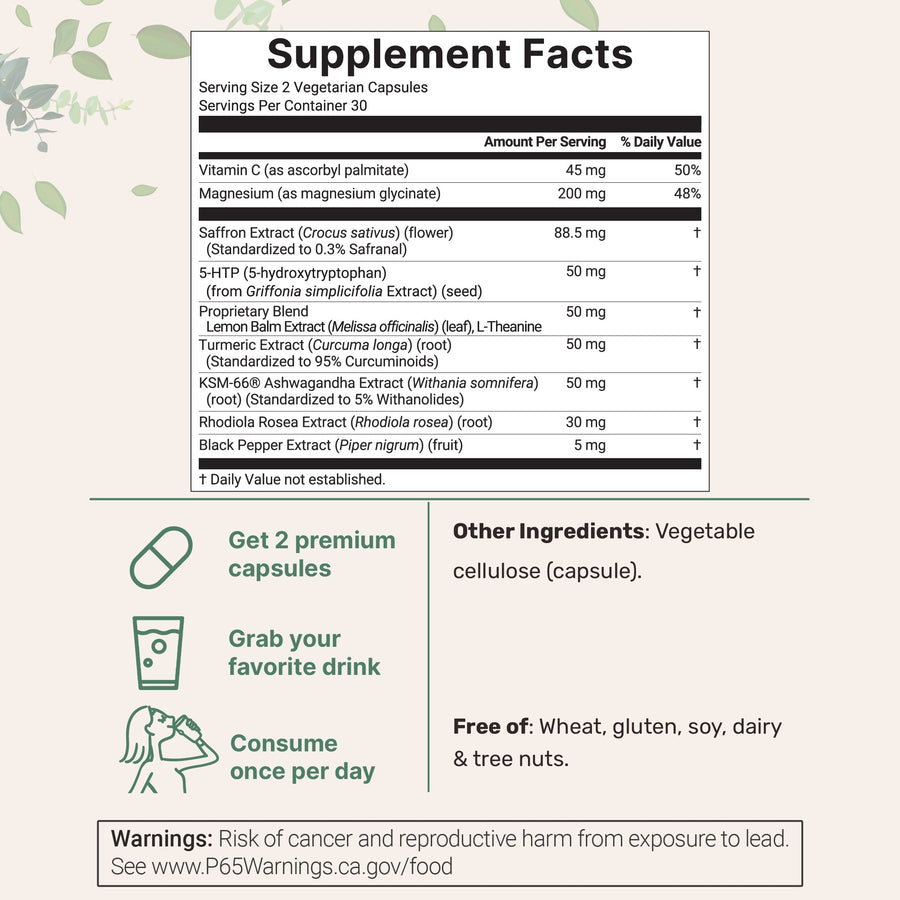 Micro Ingredients Saffron+ Advanced Supplements Veggie Capsules