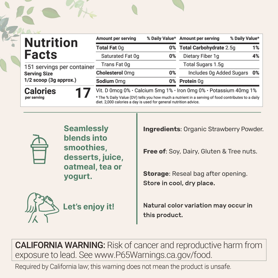 Micro Ingredients Organic Freeze-Dried Strawberry Powder 1 lb