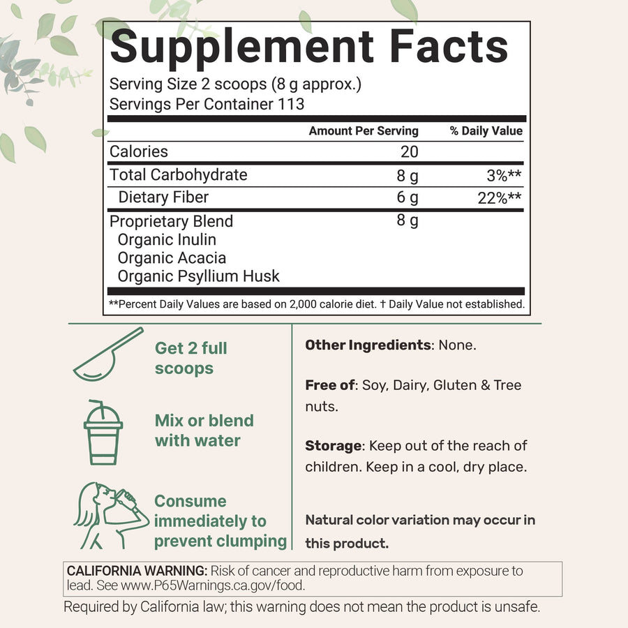 Micro Ingredients Organic Triple Fiber Powder, 2lb